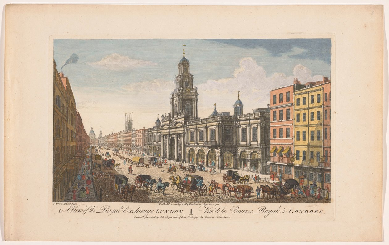 Utsikt över Royal Exchange i London En vy av Royal Exchange London (titel på objekt) London (serietitel) av Robert Sayer