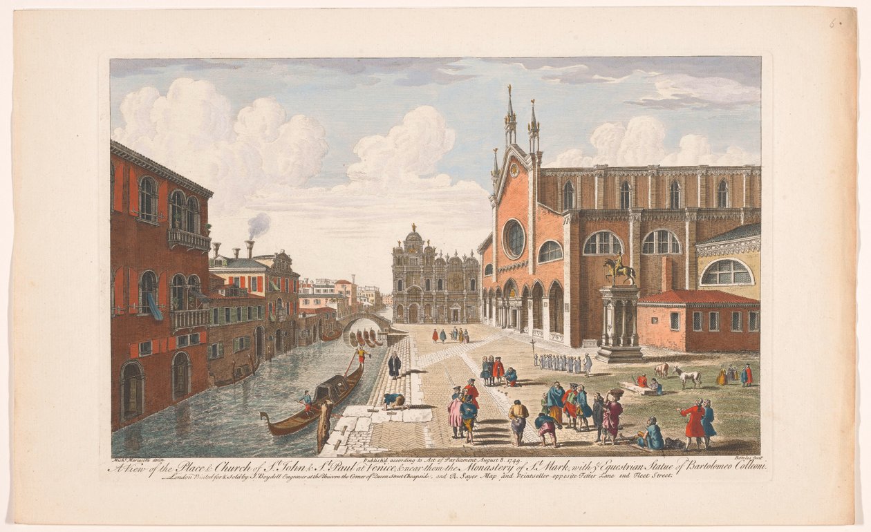 Utsikt över kyrkan Santi Giovanni e Paolo i Venedig En vy av St. John & St. Paul-platsen och kyrkan i Venedig (...) (titel på objektet) Venedig (serietitel) av Robert Sayer