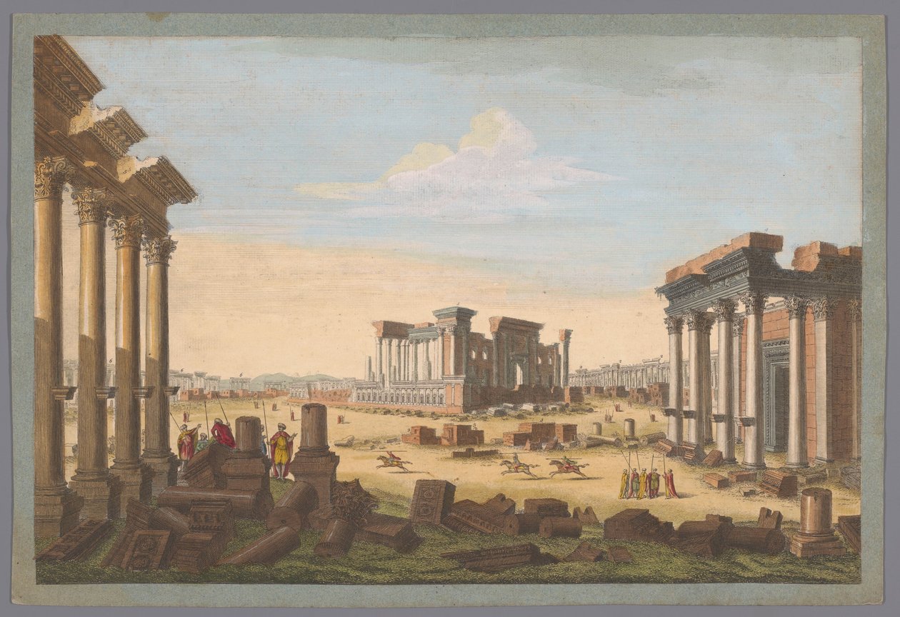 Utsikt över ruinerna av monument vid Palmyra sett från nordväst En allmän utsikt över Palmira från nordväst (titel på objekt) av Robert Sayer