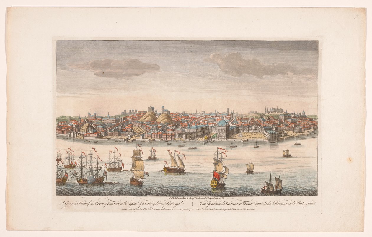 Utsikt över staden Lissabon En allmän bild av staden Lissabon, huvudstaden i kungadömet Portugal (titel på objektet) Madrid och Lissabon (serietitel) av Robert Sayer