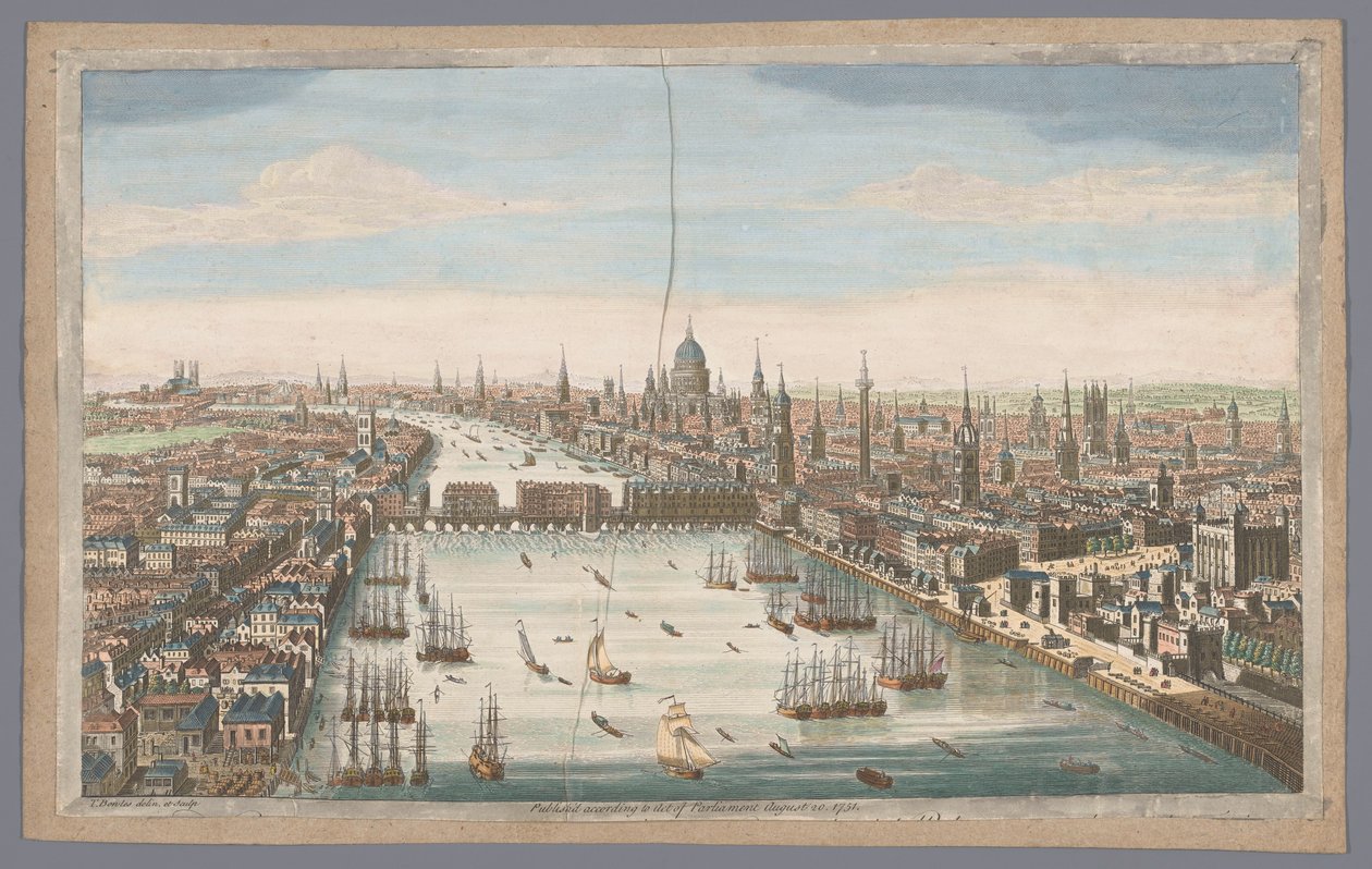 Utsikt över staden London En allmän bild av staden London, bredvid Themsen (titel på objektet) London (serietitel) av Robert Sayer