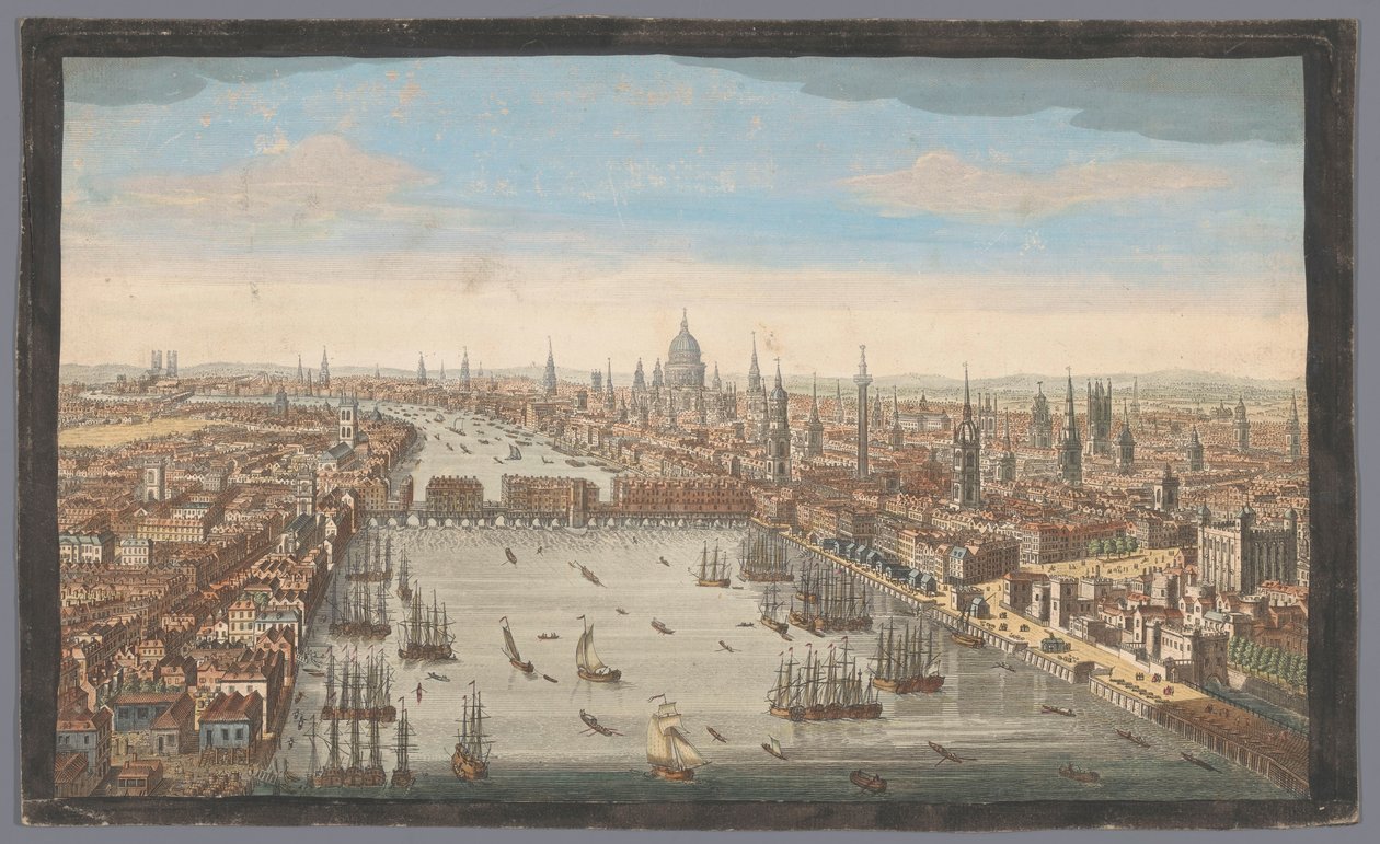 Utsikt över staden London En allmän bild av staden London, bredvid Themsen (titel på objektet) London (serietitel) av Robert Sayer