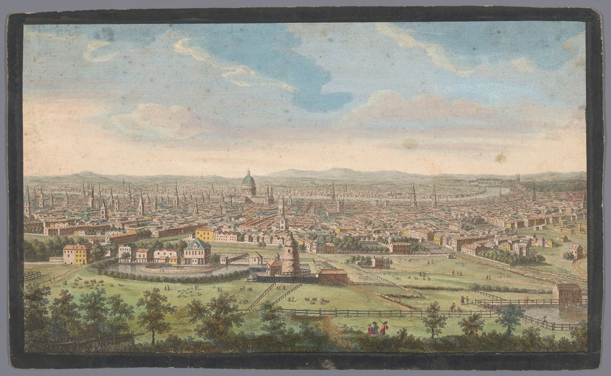 Utsikt över staden London sett från norra sidan En nordlig vy över London (titel på objekt) London (serietitel) av Robert Sayer