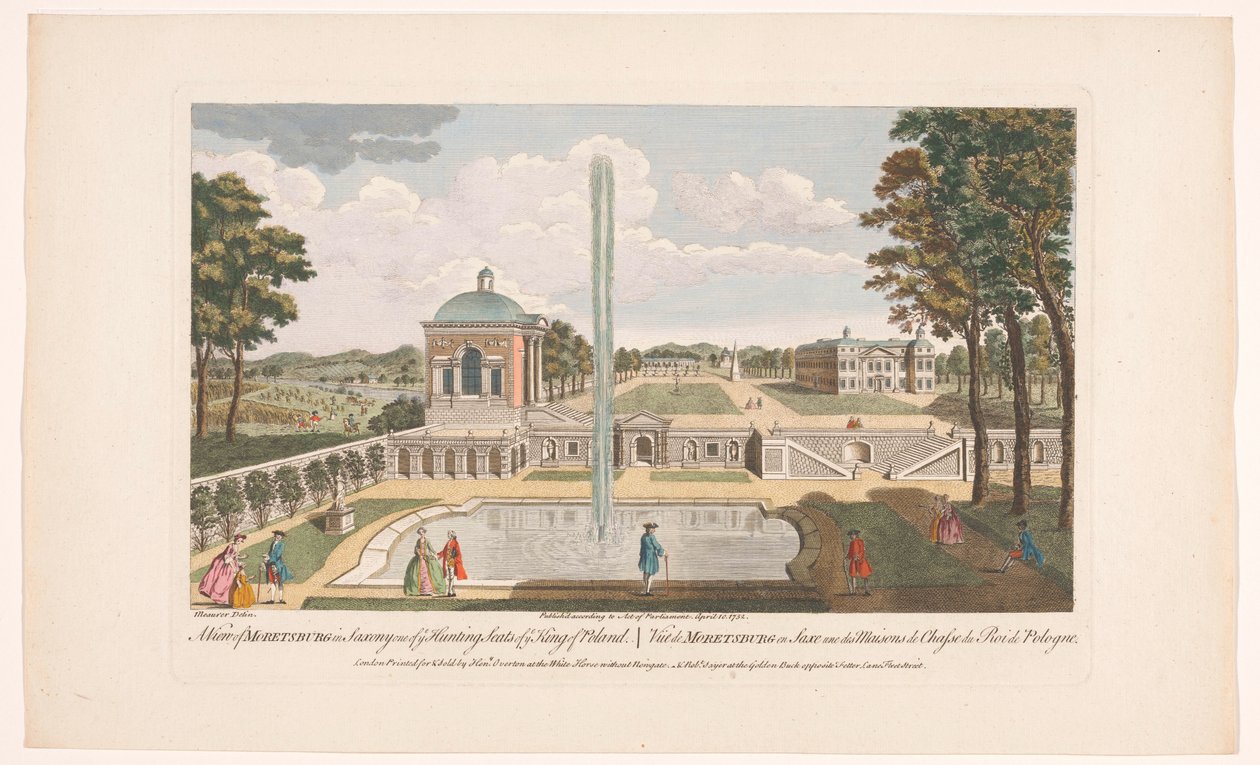 Utsikt över Schloss Moritzburg En vy över Moretsburg i Sachsen en av er jaktsäten för er kung av Polen (titel på objektet) Sachsen (serietitel) av Robert Sayer