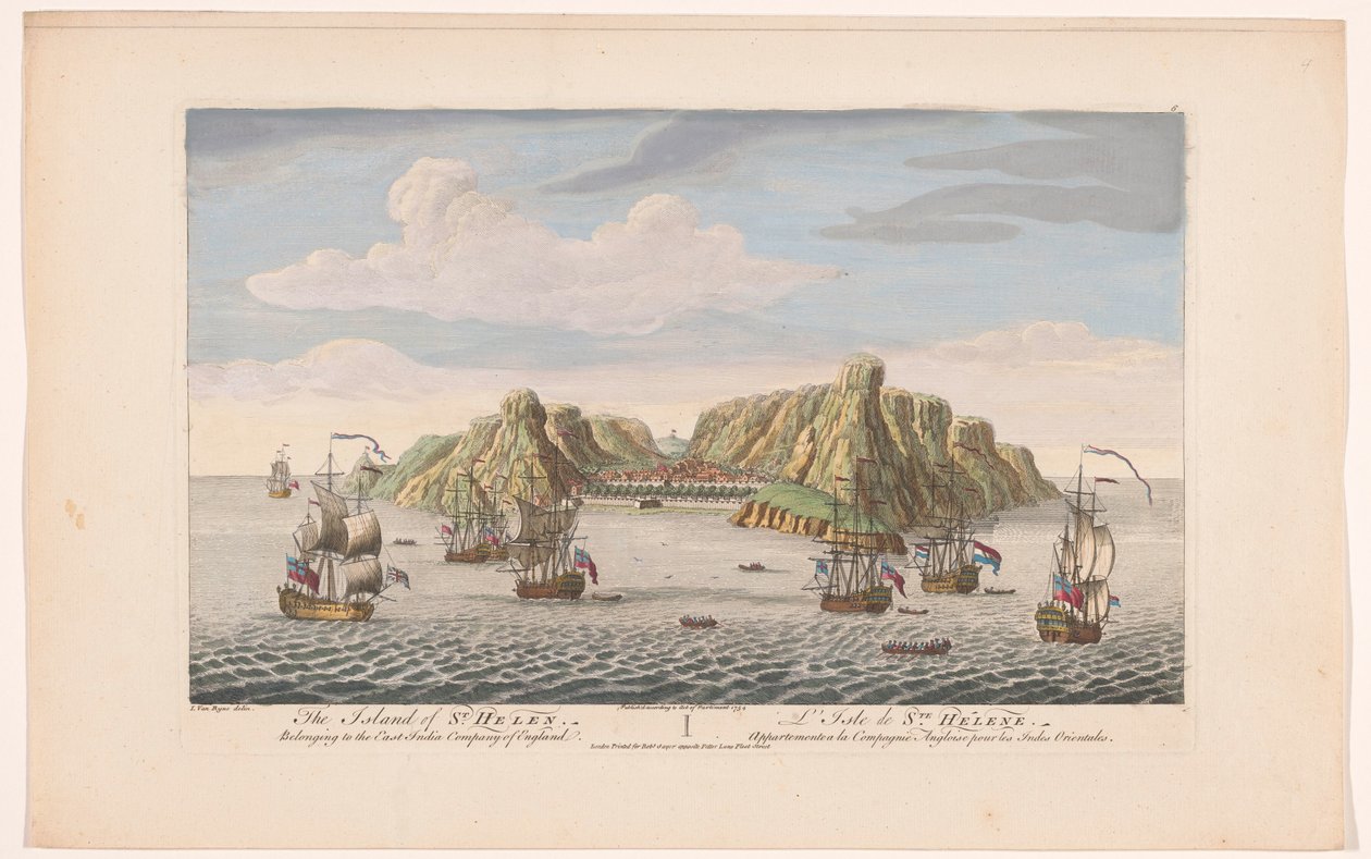 Utsikt över ön Saint Helena Ön St Helen. Tillhör East India Company of England (titel på objekt) Settlements of the VOC (serietitel) av Robert Sayer