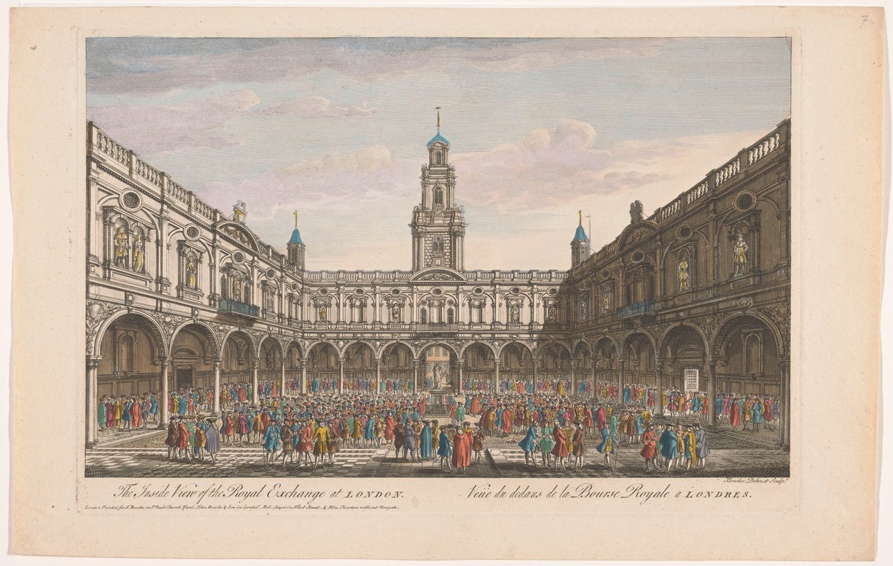 Vy över interiören av Royal Exchange i London Insidan av Royal Exchange i London (titel på objekt) London (serietitel) av Robert Sayer