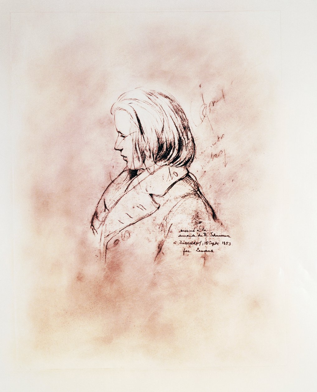 Porträtt av den tyske kompositören Johannes Brahms (Hamburg av Robert Schumann