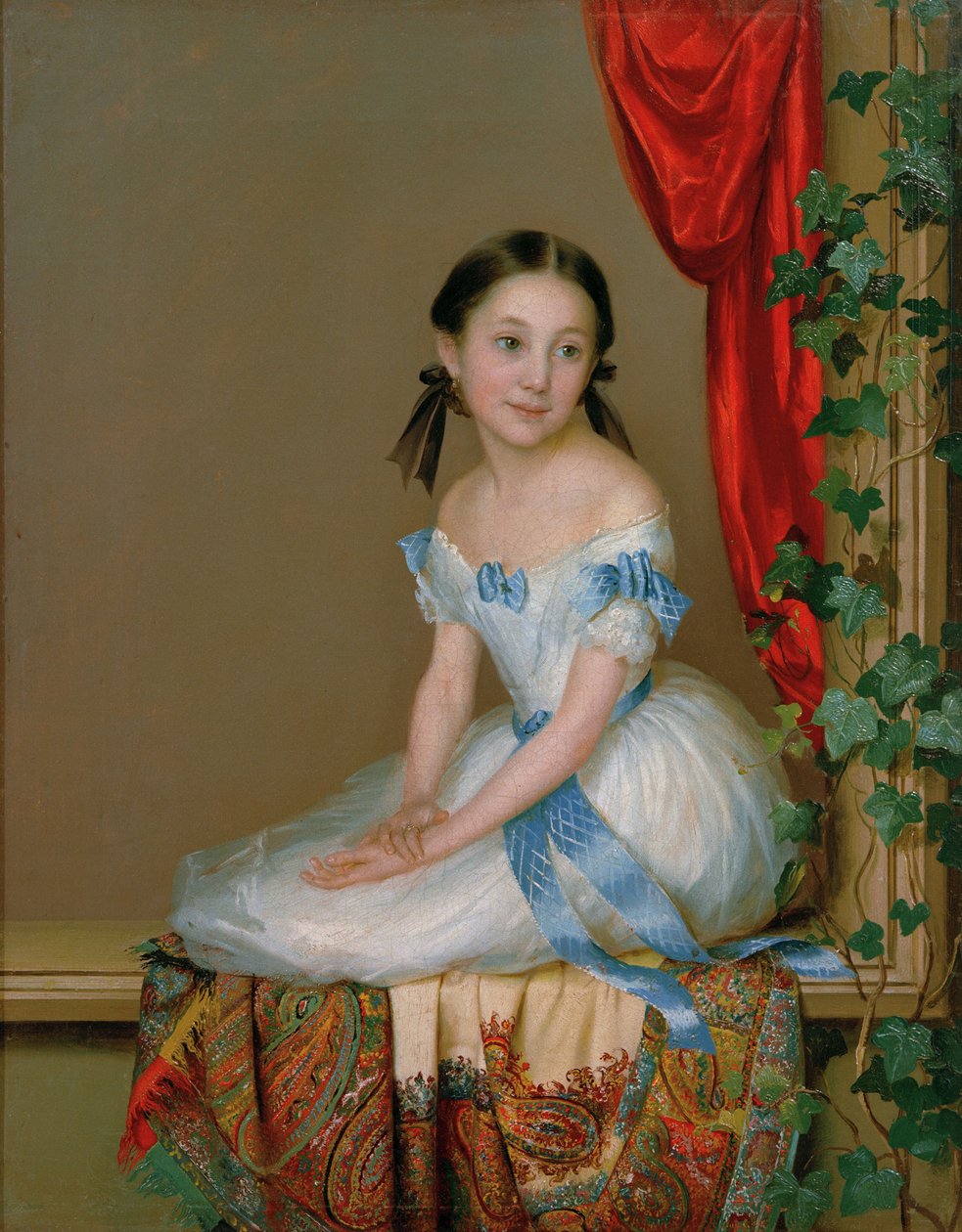 Flicka med en kashmirhalsduk Porträtt av prinsessan Abamelek-Lazareva, efter 1839 av Robert Schwede