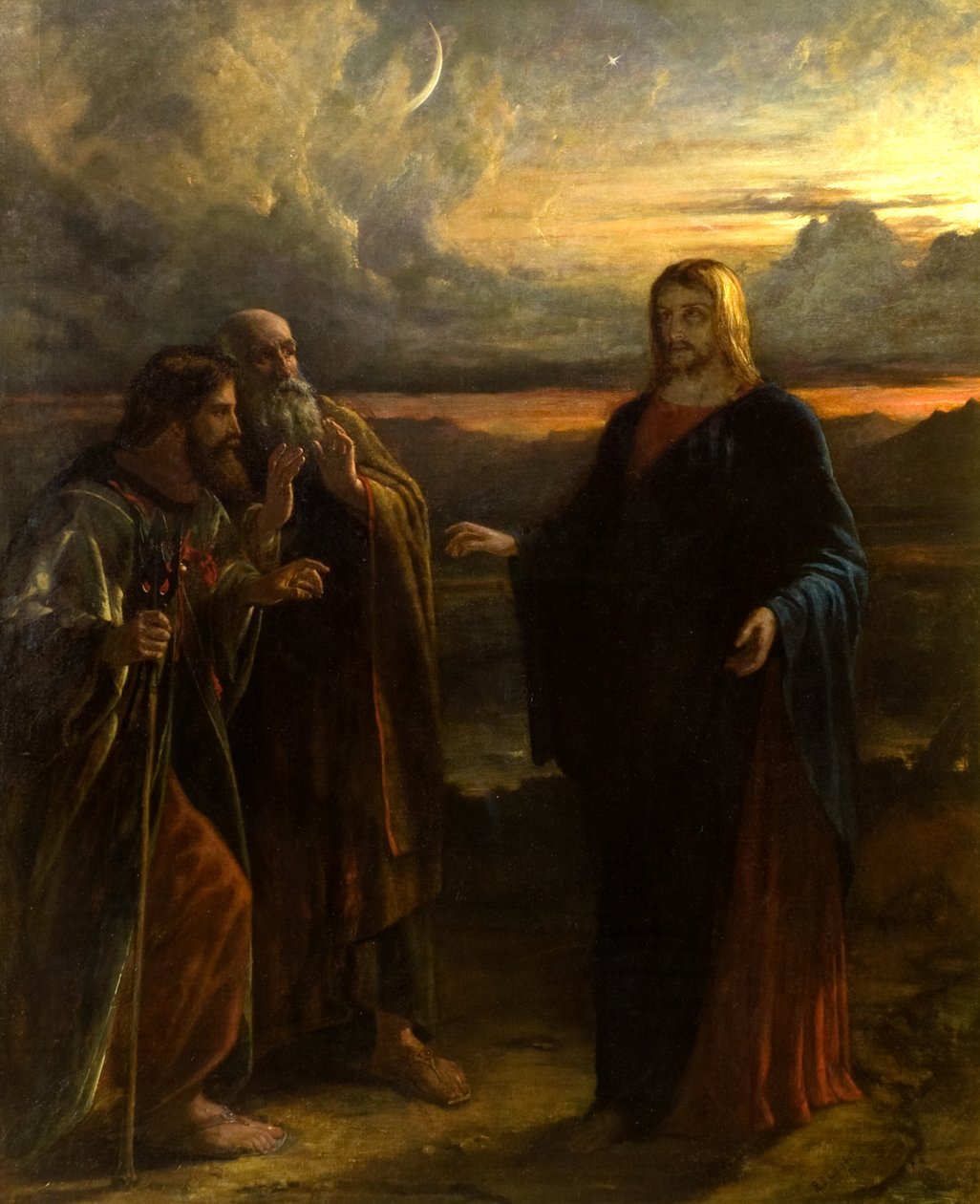 Kristus och de två lärjungarna på väg till Emmaus av Robert Scott Lauder