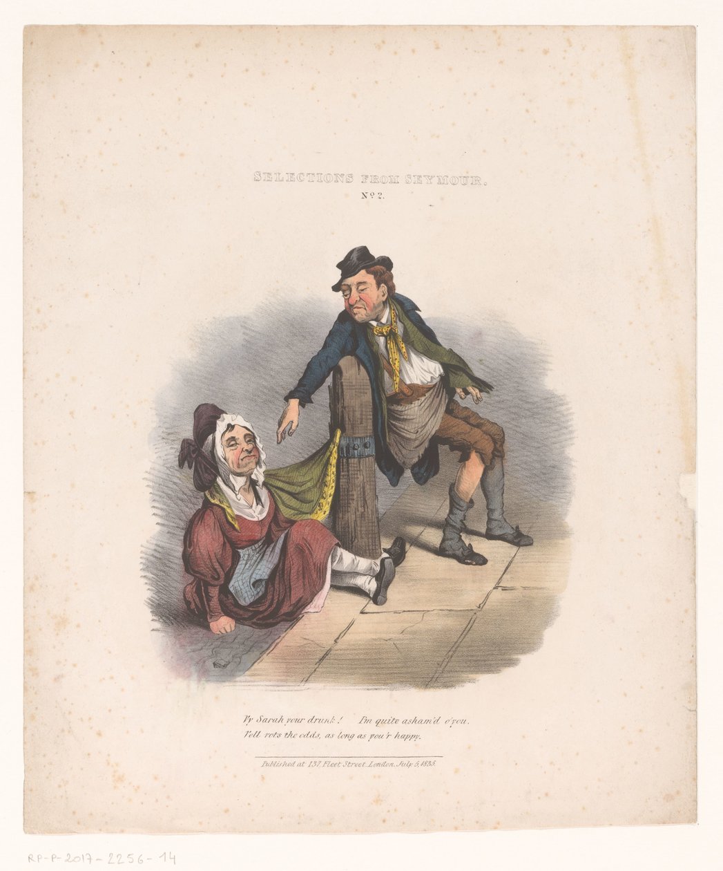 Tecknad film med berusad man och kvinna Val från Seymour. Nej. 2 (titel på objekt) av Robert Seymour (attributed to)