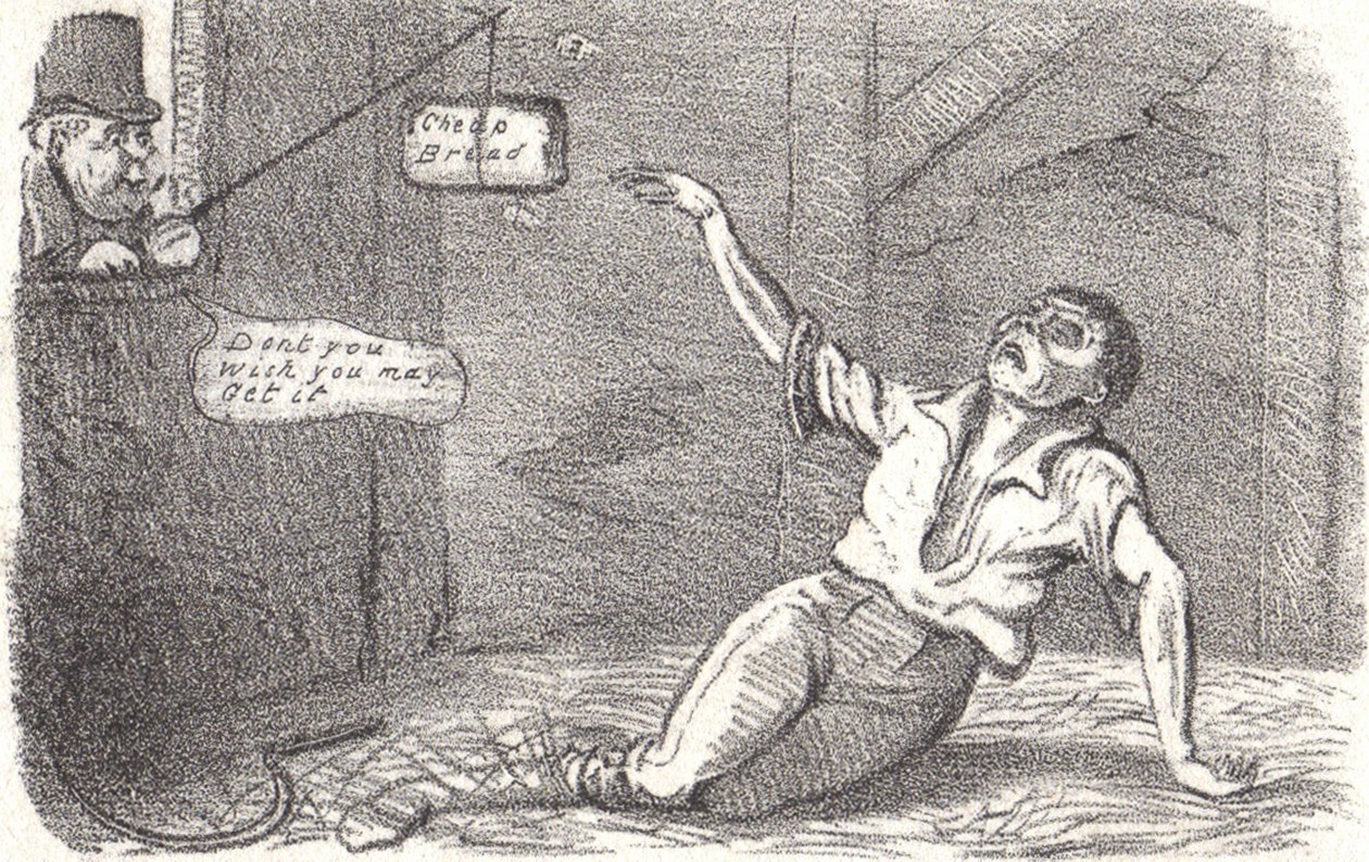 Majslagar infördes 1815 för att skydda den brittiska bonden från utländsk konkurrens av Robert Seymour