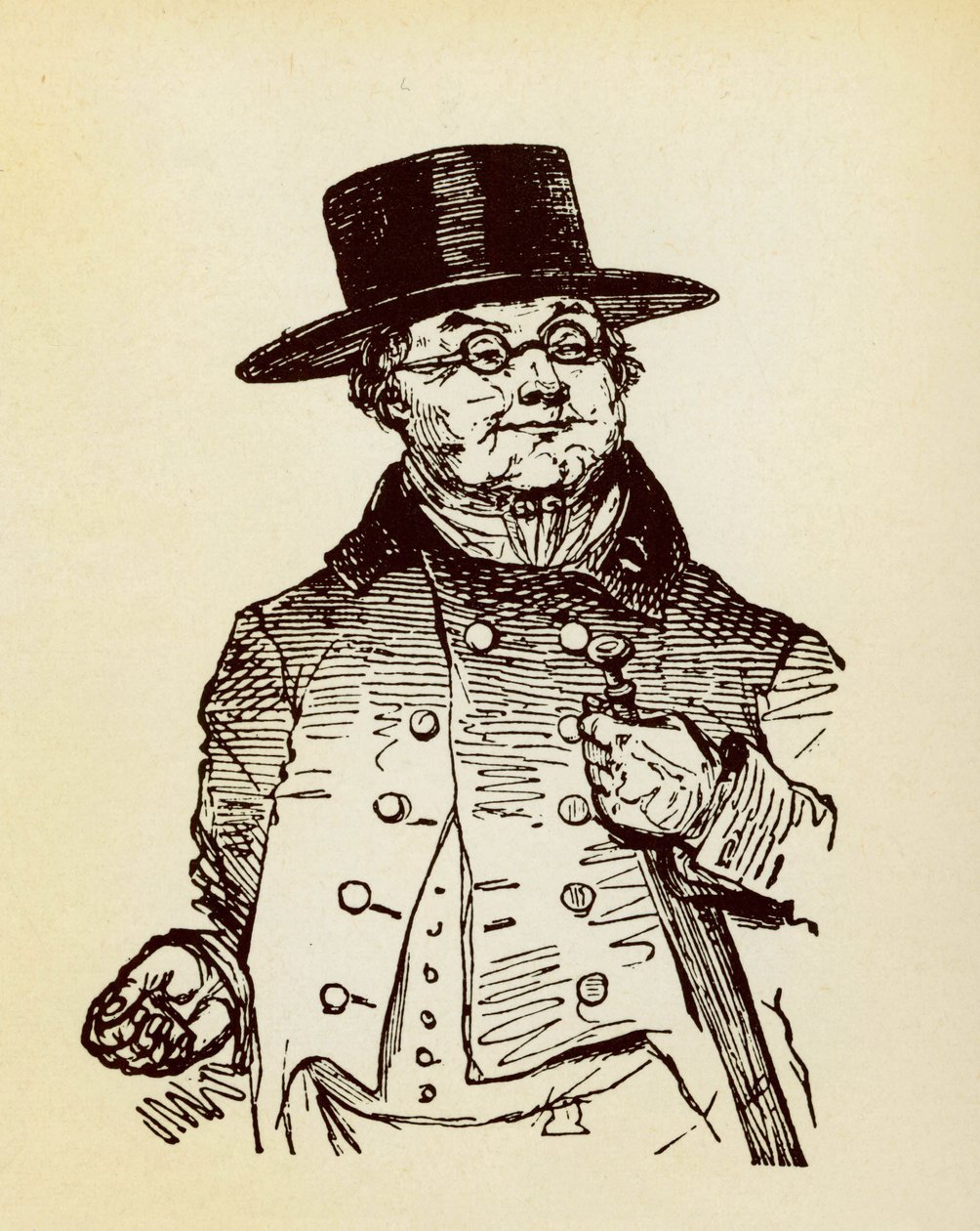 Porträtt av Sir Pickwick, hjälten i romanen "Sir Pickwicks äventyr" av Charles Dickens (1812-1870) av Robert Seymour