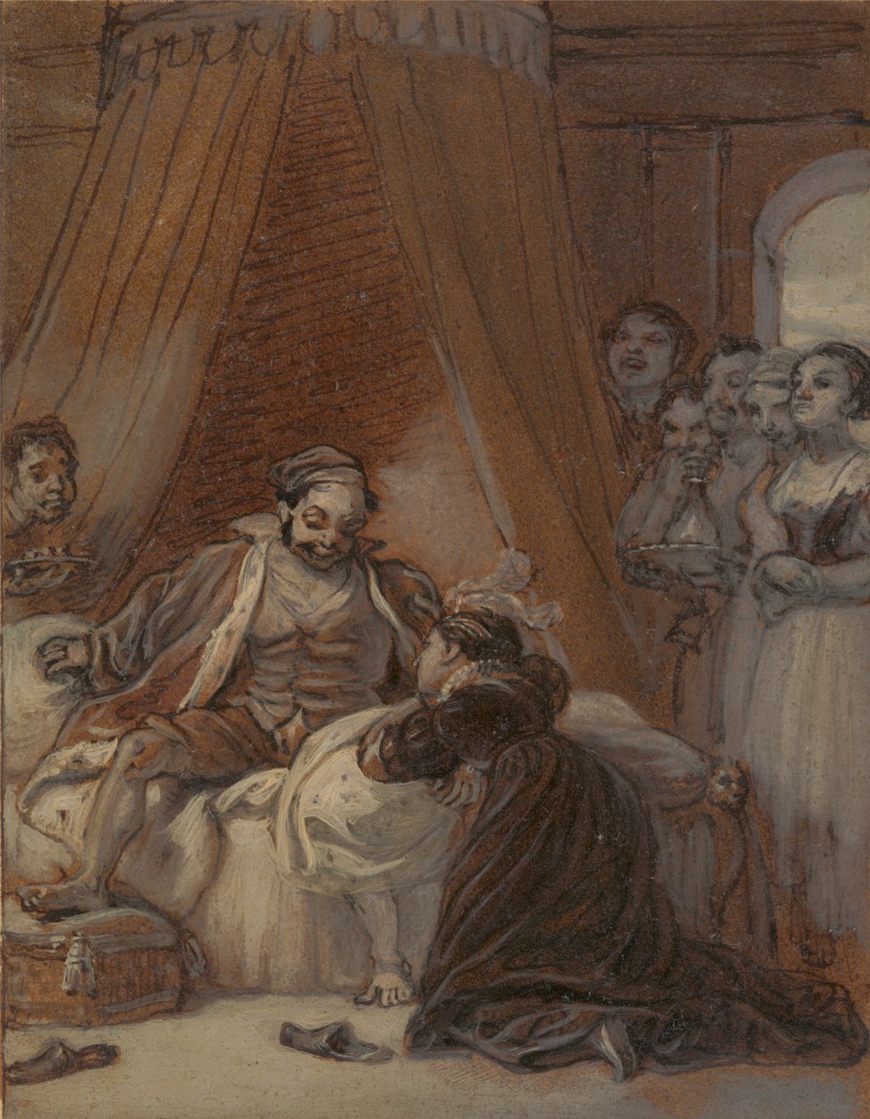 Christopher Sly and the Page, som hans fru av Robert Smirke