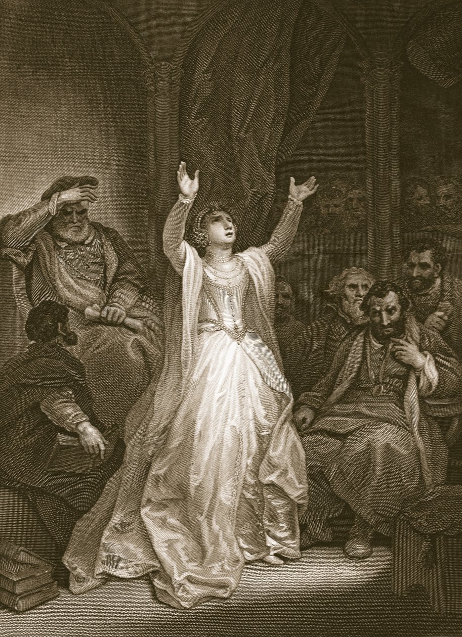 Fördömande av Anne Boleyn, graverad av George Noble, illustration från David Humes "The History of England", pub. av R. Bowyer, London, 1812 av Robert Smirke