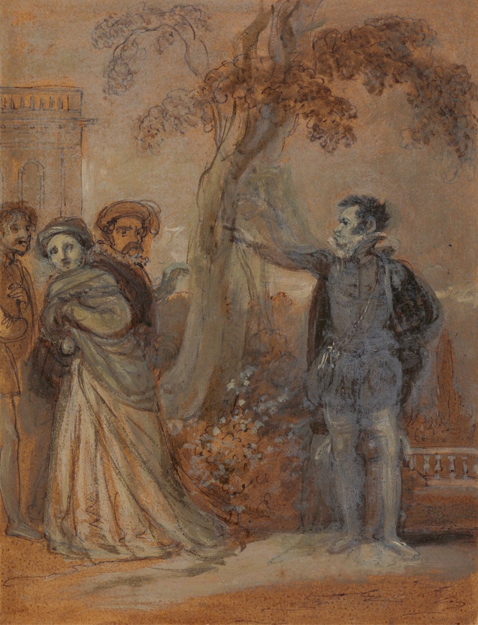 Malvolio misshandlar Maria, Fabian och Sir Toby av Robert Smirke