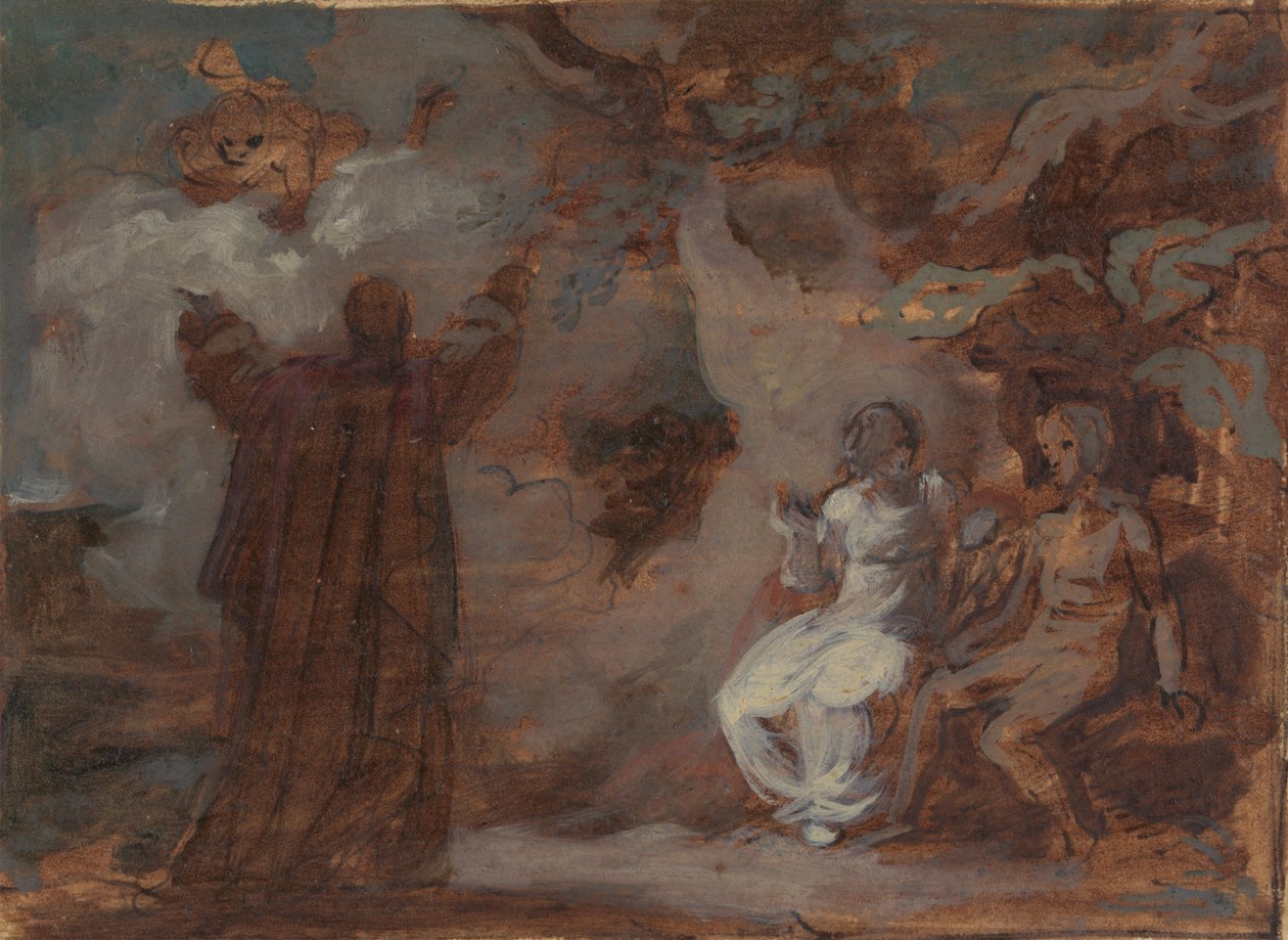 Prospero trollar en mask för Ferdinand och Miranda av Robert Smirke