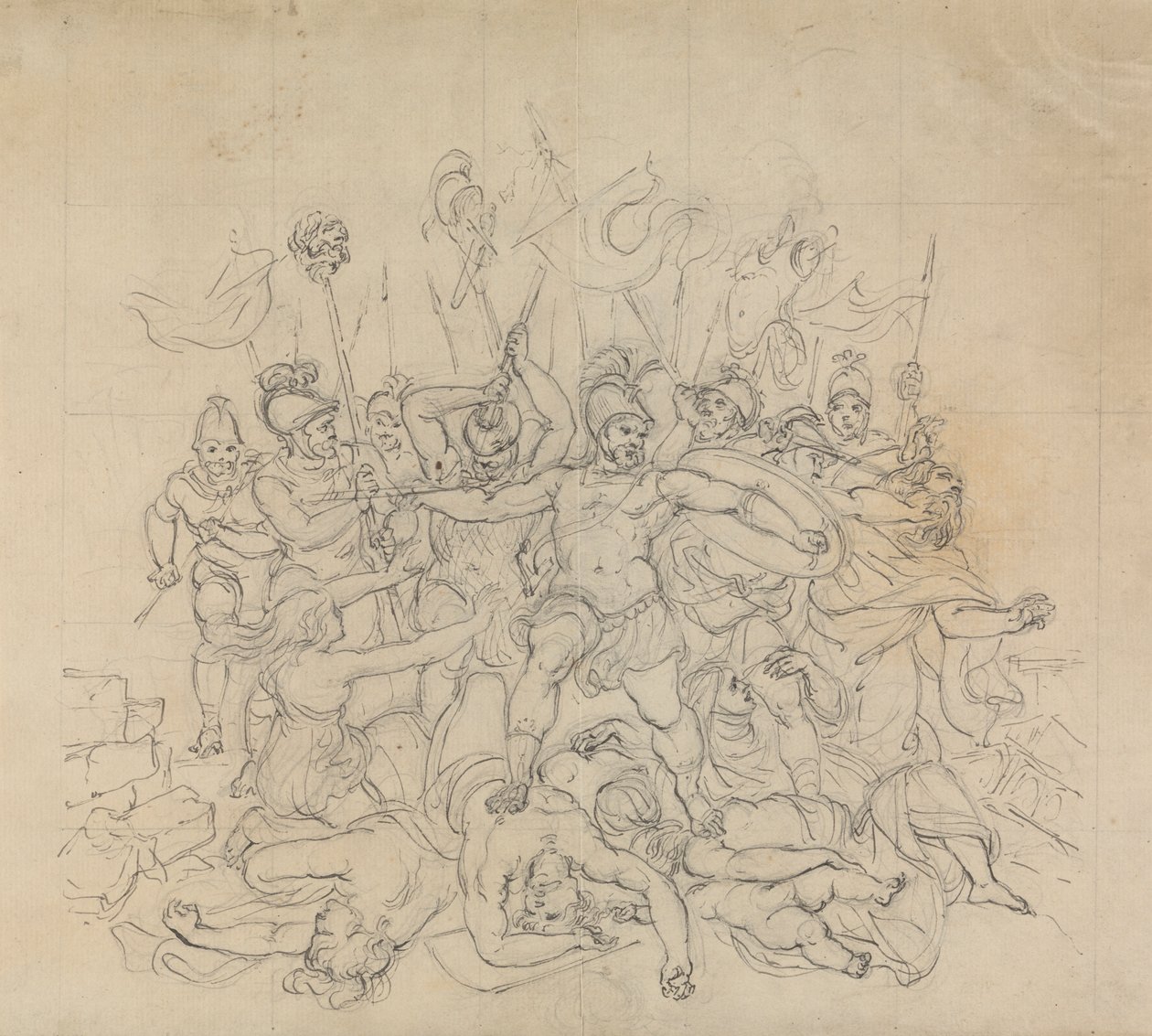 Skiss av en stridsscen, från Shakespeares pjäs, Titus Andronicus av Robert Smirke