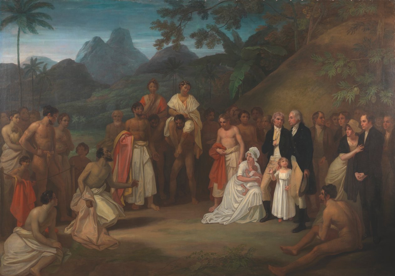 Överlåtelsen av distriktet Matavai på ön Otaheite (Tahiti) till kapten James Wilson av Robert Smirke