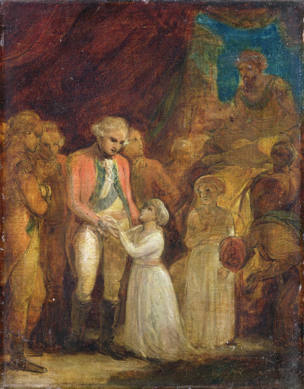 Tipu Sahibs två söner, sultanen av Mysore, överlämnas som gisslan till general Cornwallis (1738-1805), ca 1792 (olja på duk) av Robert Smirke