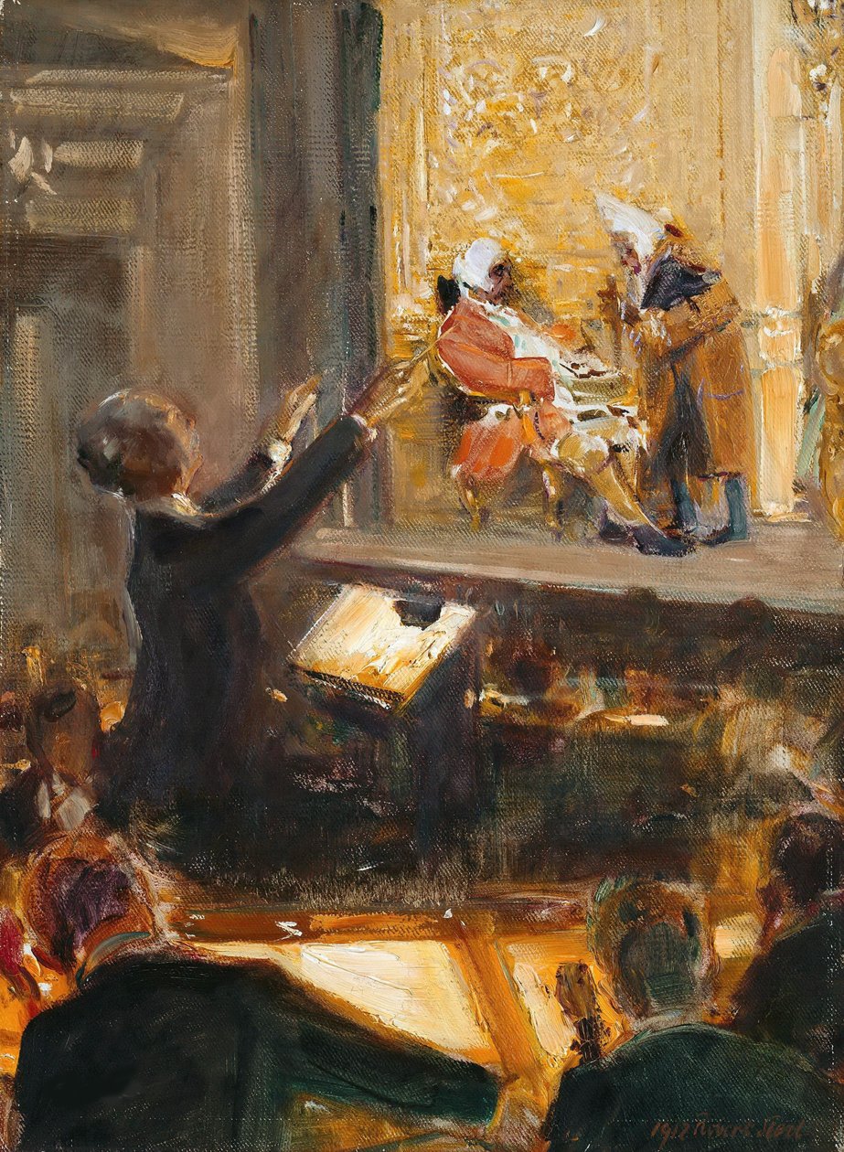 Ernst Edler von Schuch dirigerar Rosenkavalier av Richard Strauss, 1912. av Robert Sterl