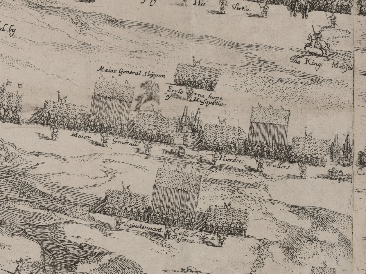 Beskrivning av Hans Majestäts Häst- och Fotarméer och Sir Thomas Fairefax; den fowertonde dagen i juni 1645 av Robert Streater or Streeter