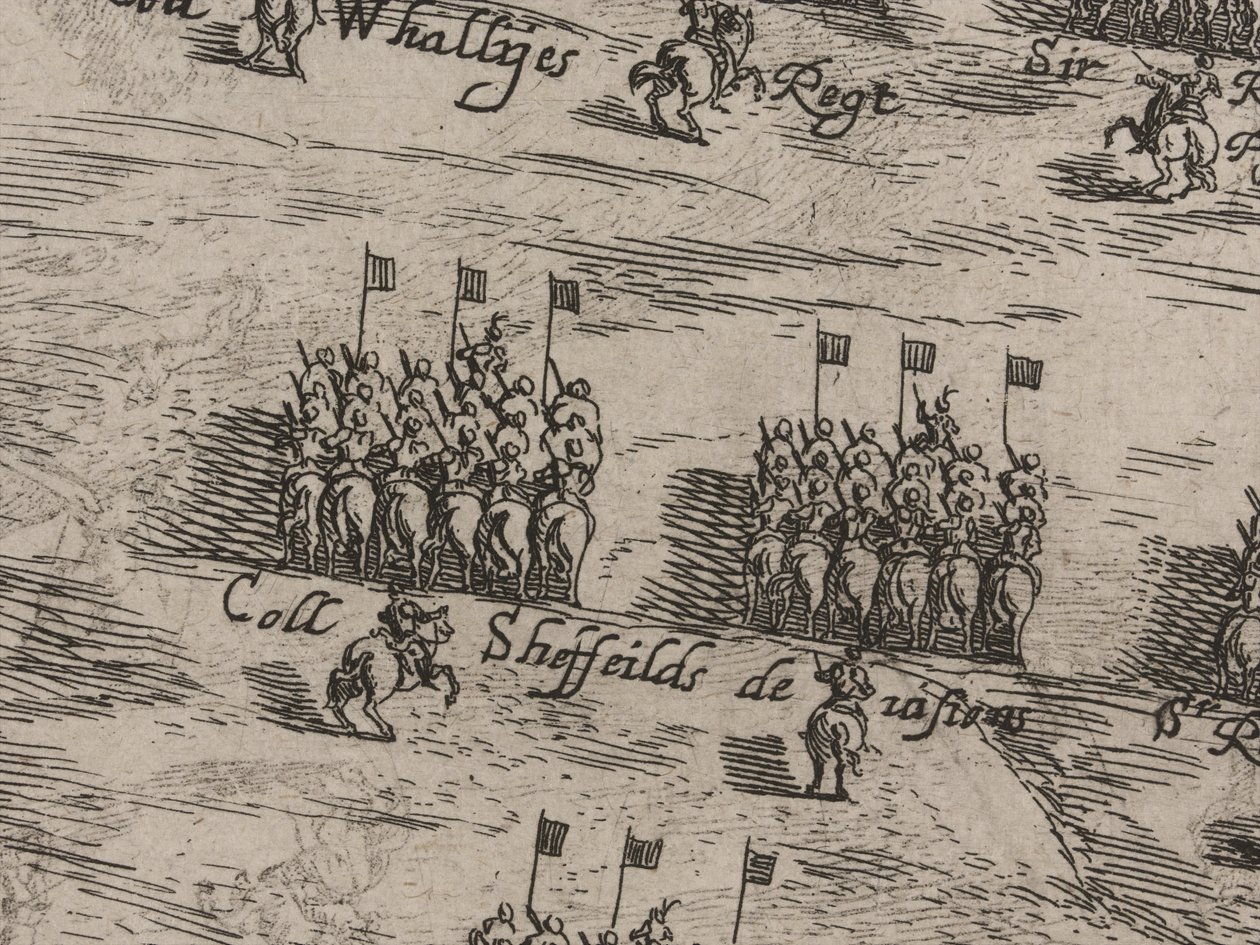 Beskrivning av Hans Majestäts Häst- och Fotarméer och Sir Thomas Fairefax; den fowertonde dagen i juni 1645 av Robert Streater or Streeter