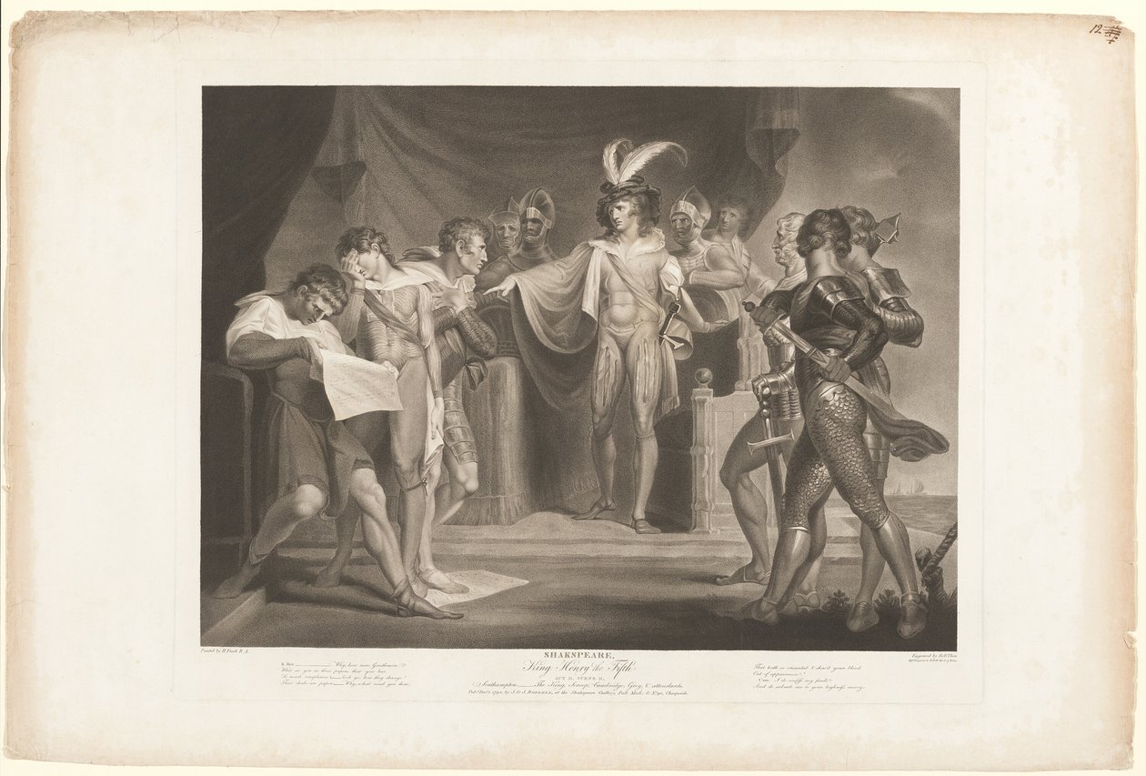 Kung Henry fördömer Cambridge, Scroop och Northumberland av Robert Thew