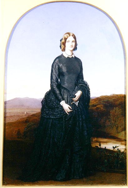Porträtt av Selina, Viscountess Newport (akvarell på elfenben) av Robert Thorburn