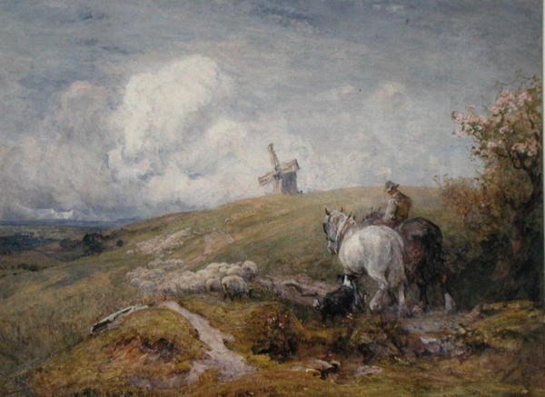 Driving Sheep on the South Downs (akvarell på papper) av Robert Thorne Waite