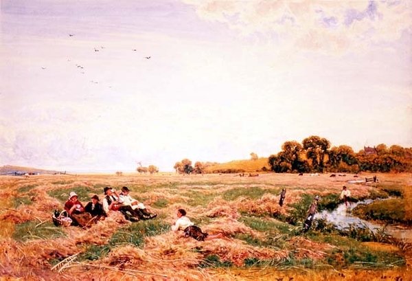 Skördare som lunchar vid en bäck av Robert Thorne Waite
