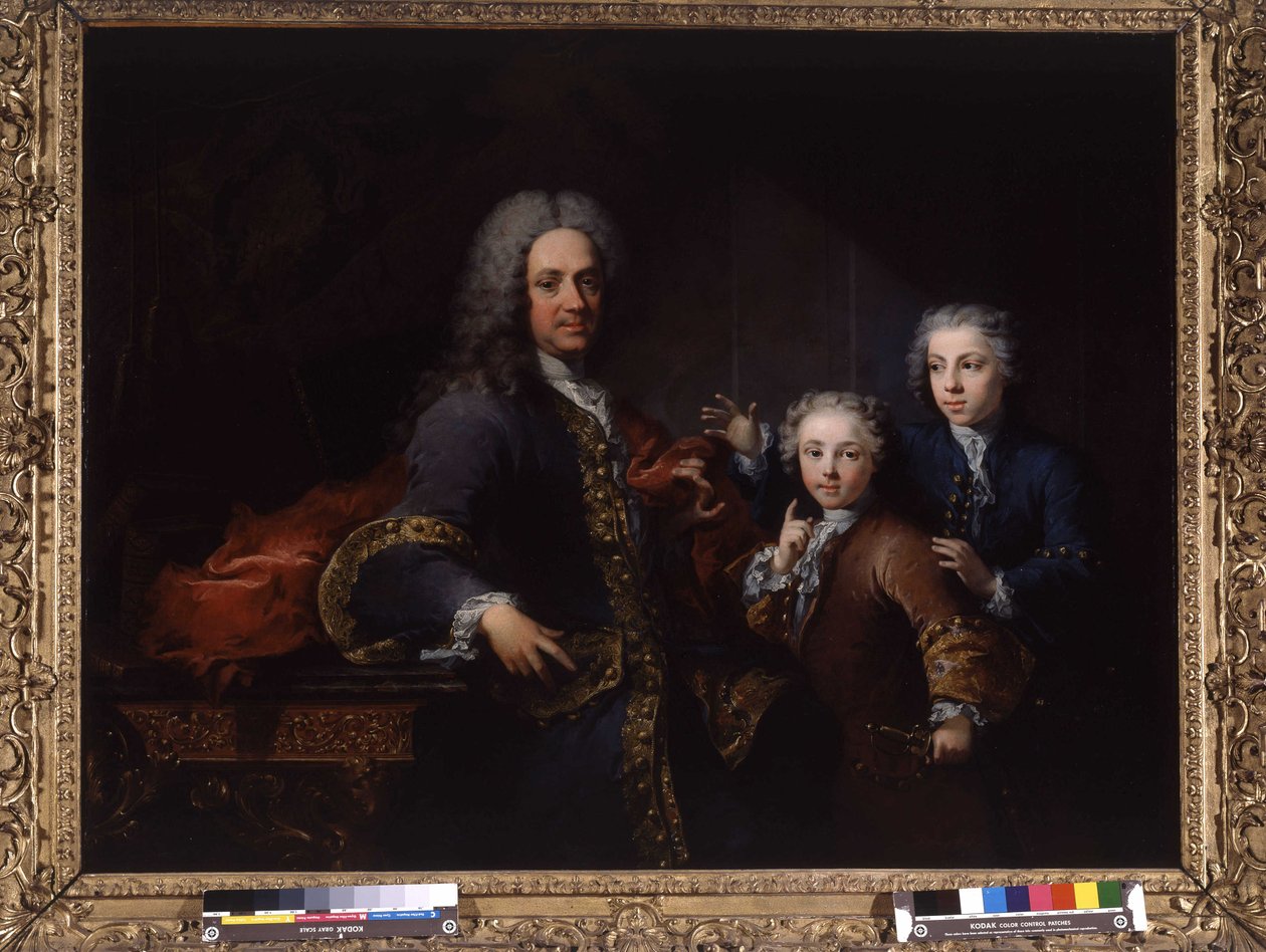 Monsieur de Saint Cannat och hans barn (olja på duk) av Robert Tournieres