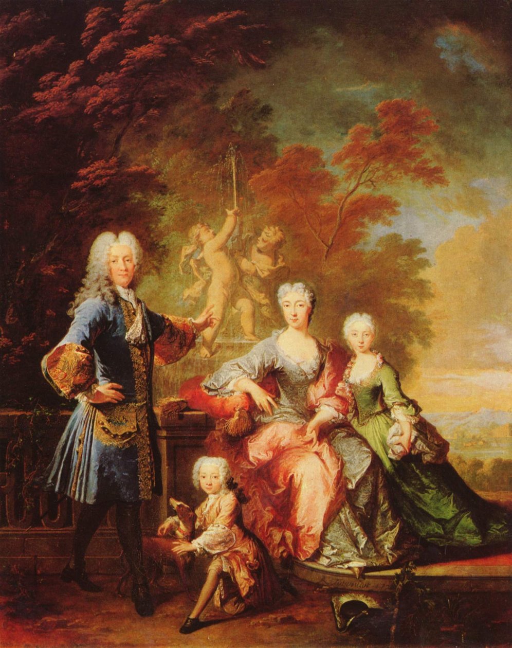 Tyska: Porträtt av Ferdinand Adolf, greve von Plettenberg och hans familj Porträtt av greve Ferdinand von Plettenberg med sin familj av Robert Tournieres
