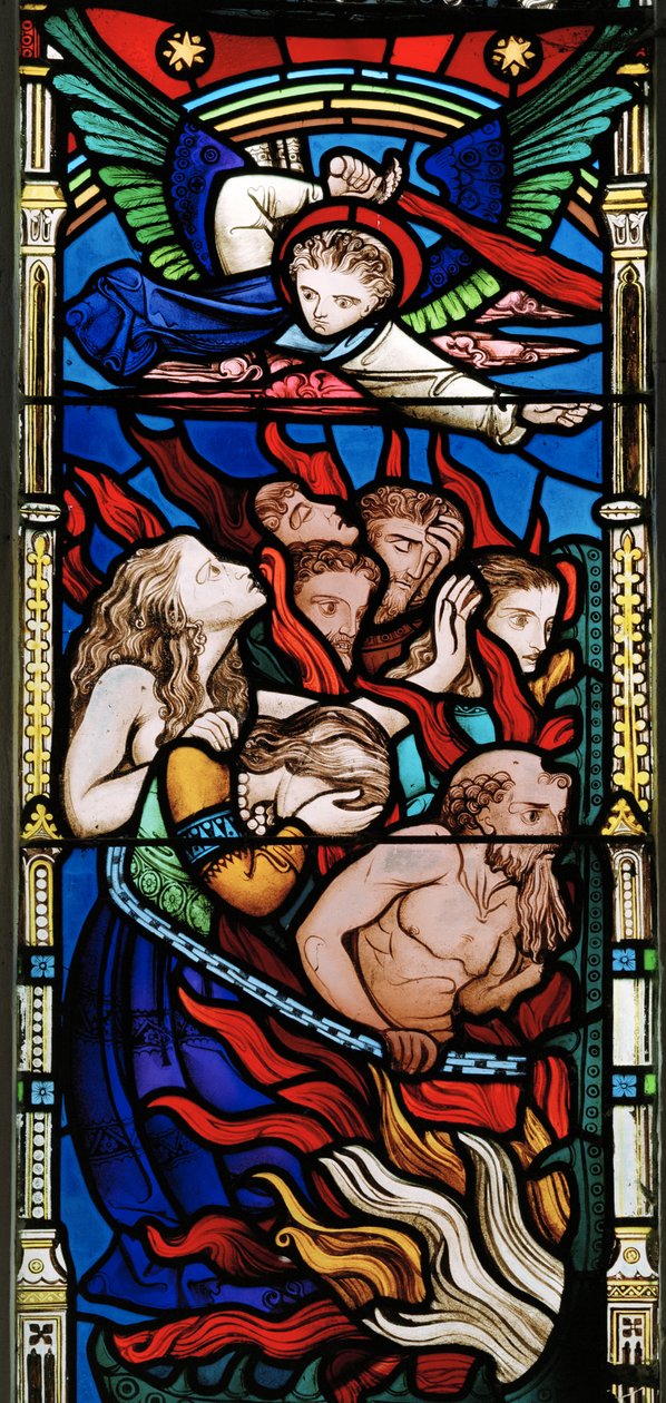 The Last Judgement, detalj, Ye Damned, 1863 (målat glas) av Robert Turnill Bayne