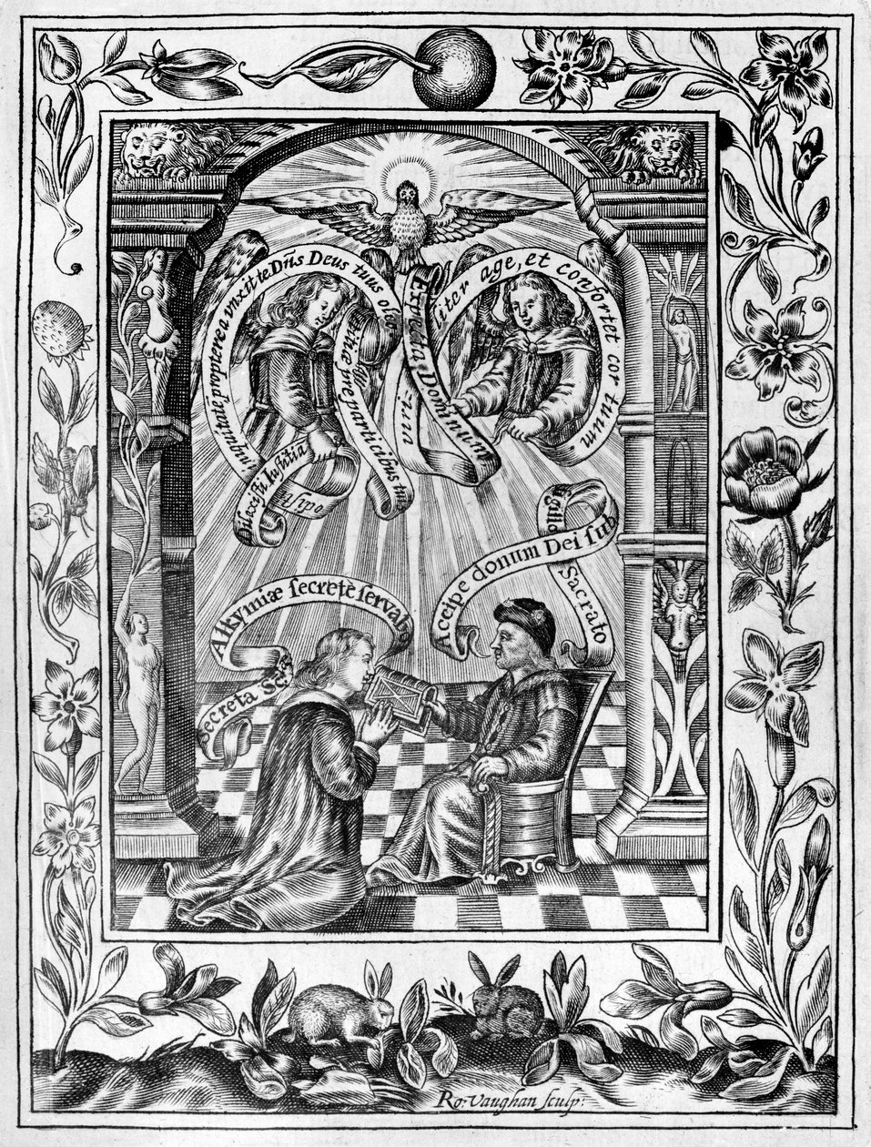 Thomas Norton presenterar sin Ordinall för Edward IV från Theatrum Chemicum Britannicum, 1652 av Robert Vaughan