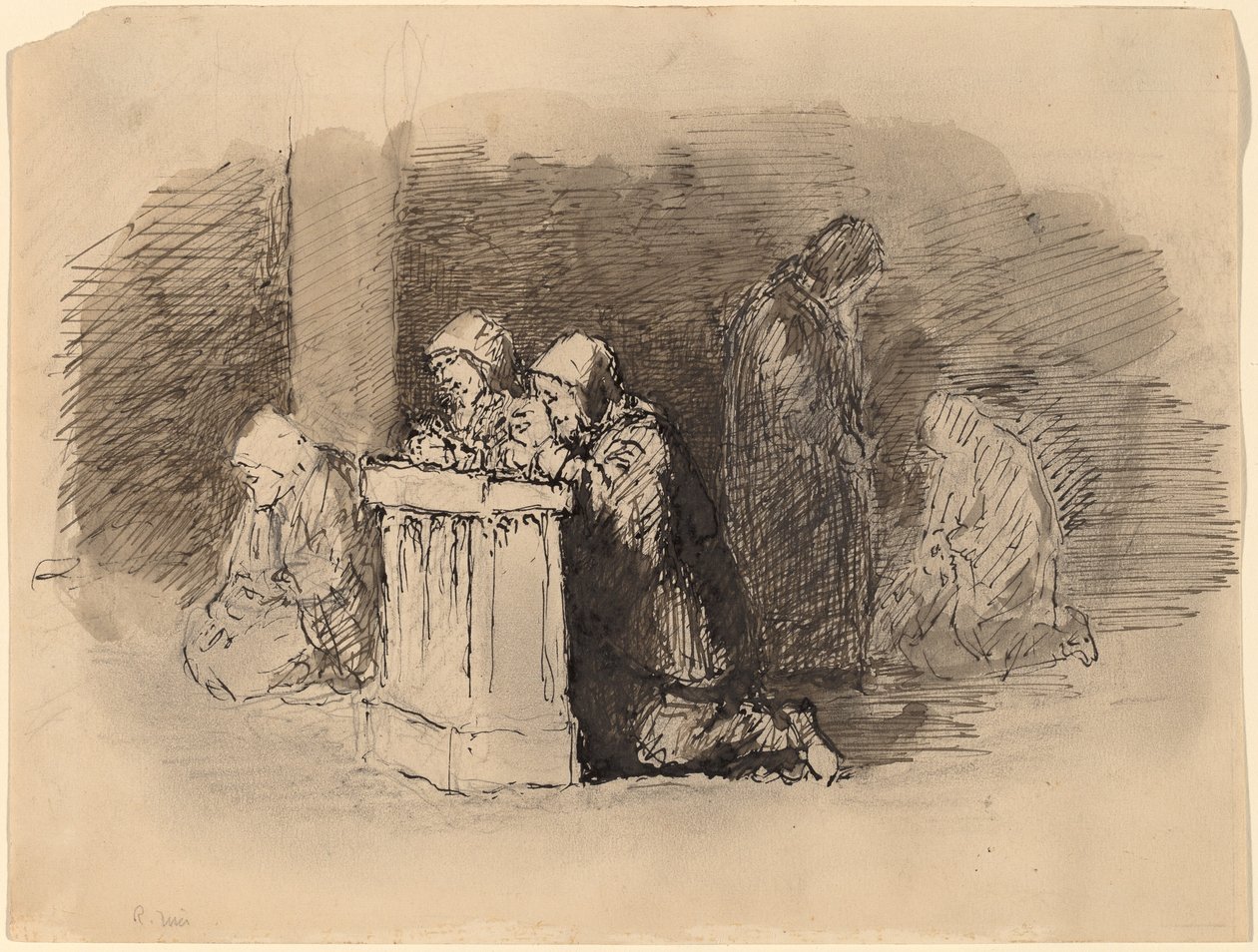 Beande figurer i en kyrka, Florens av Robert Walter Weir
