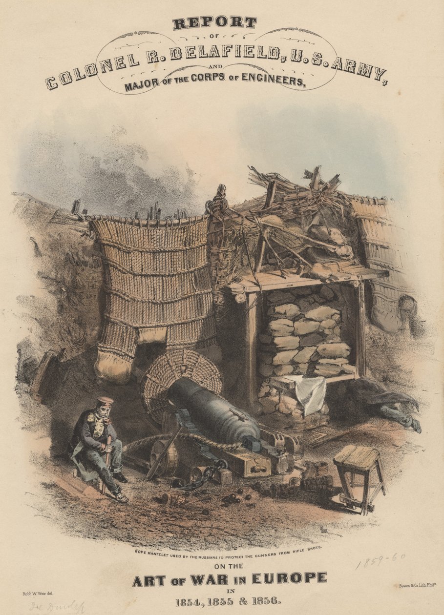 Rapport från överste R. Delafield, U.S. Army, och major av Corps of Engineers, om krigskonsten i Europa 1854, 1855 och 1856, lito av Bowen und Co., 1860 (chromolitho) av Robert Walter Weir