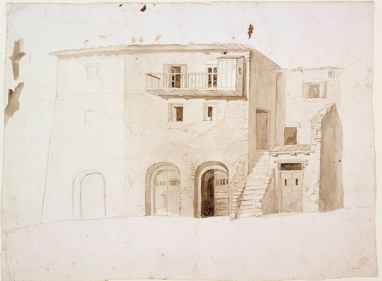 TOPIC från Italien: stenhus med två portar och trappor i mitten av Robert Wilhelm Ekman