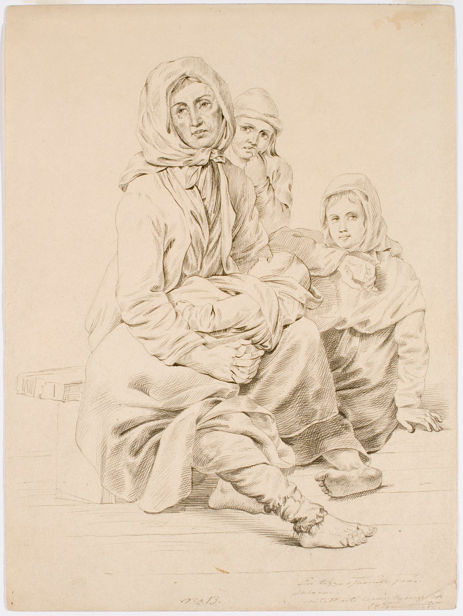 En tiggarfamilj från Taala, en kvinna med tre barn av Robert Wilhelm Ekman