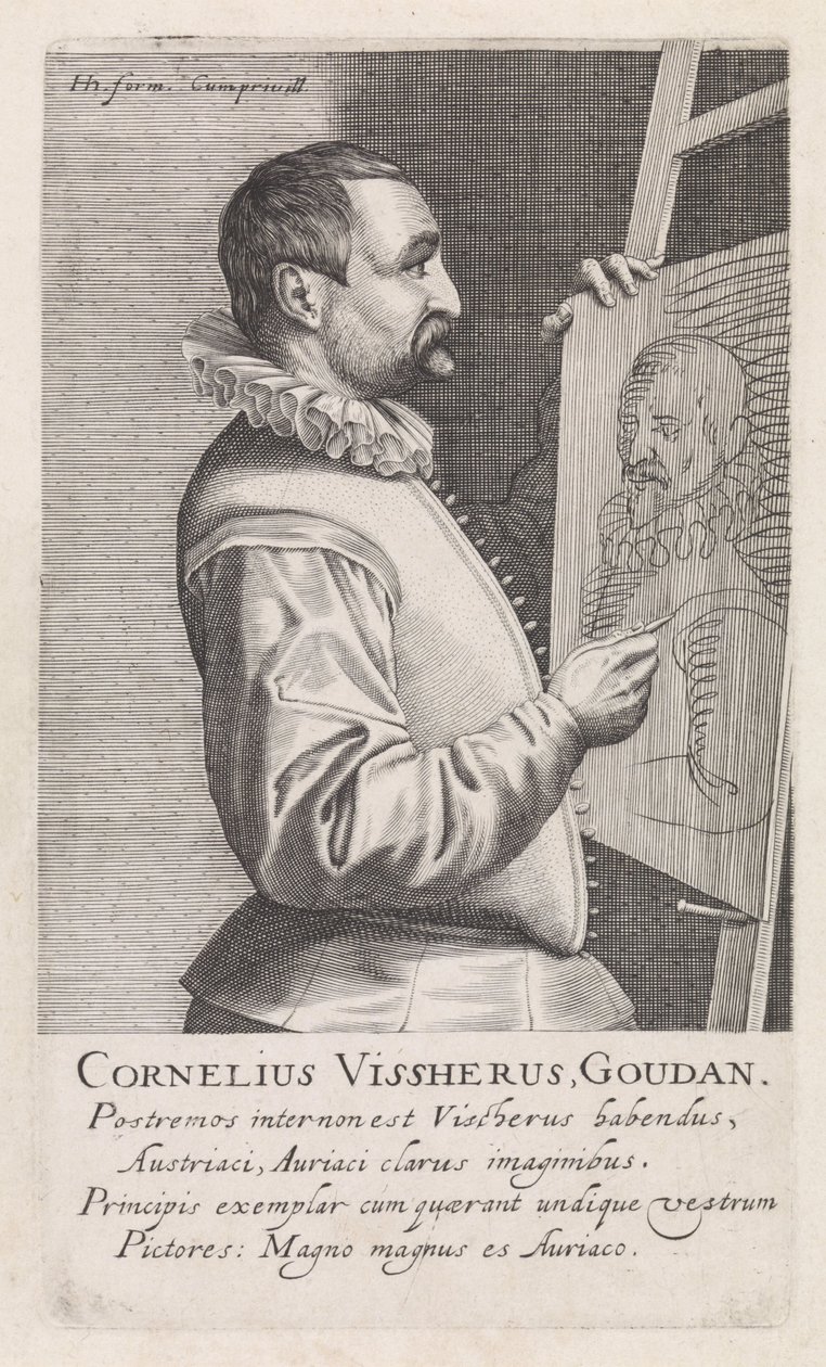 Porträtt av Cornelis Visscher av Robert Willemsz de Baudous
