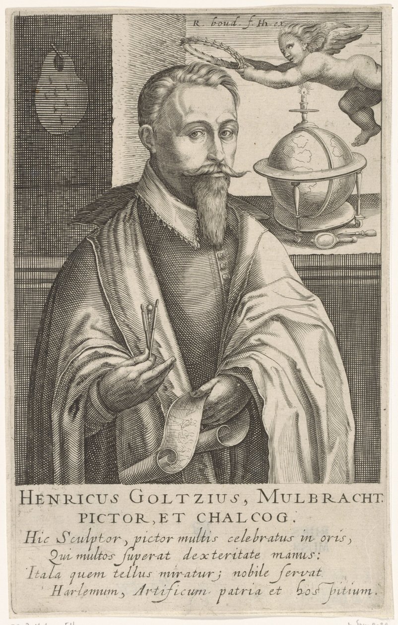 Porträtt av Hendrik Goltzius, ca 1610 (gravyr) av Robert Willemsz de Baudous