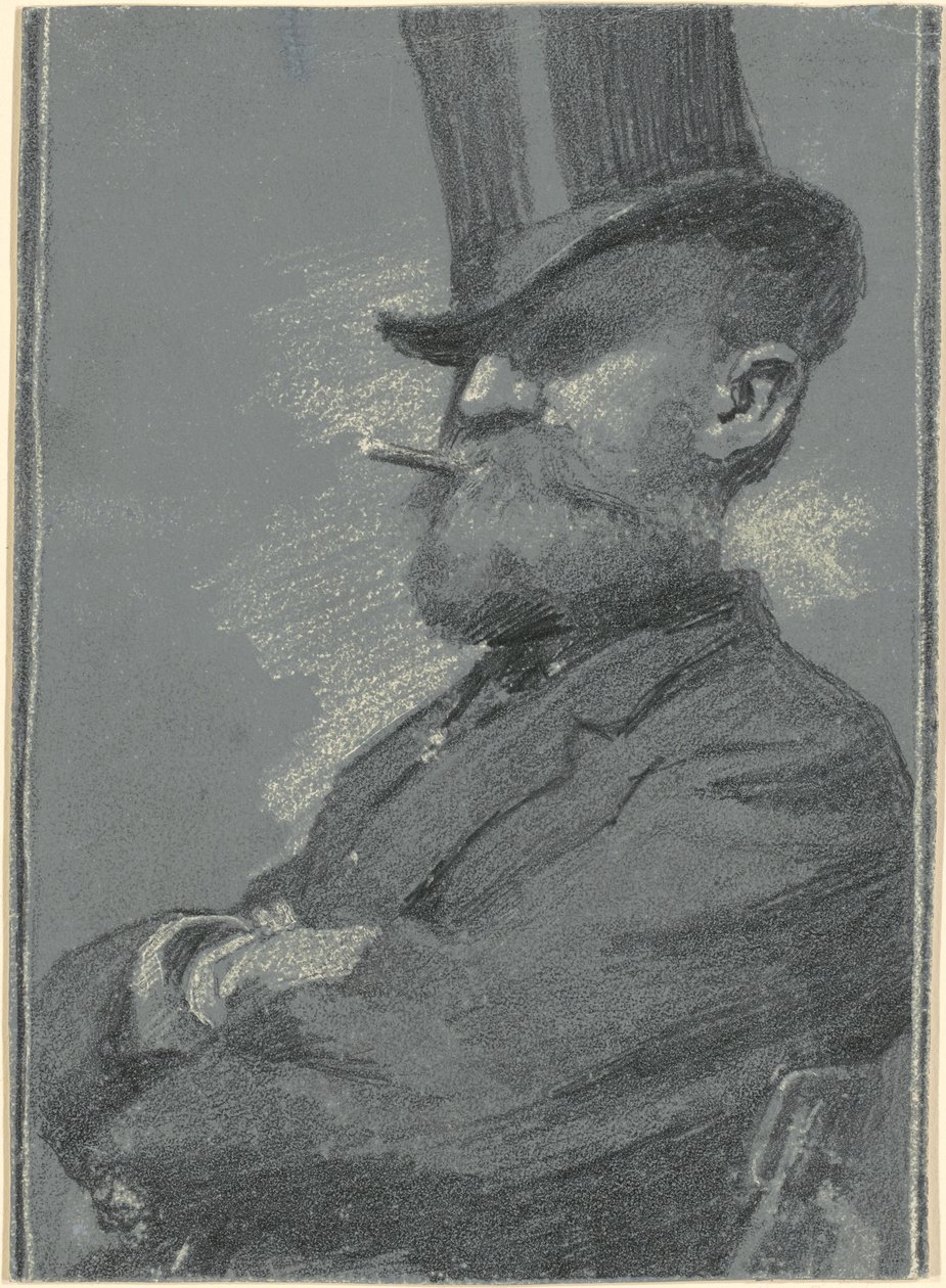 Man i hög hatt, röker en cigarr av Robert William Vonnoh