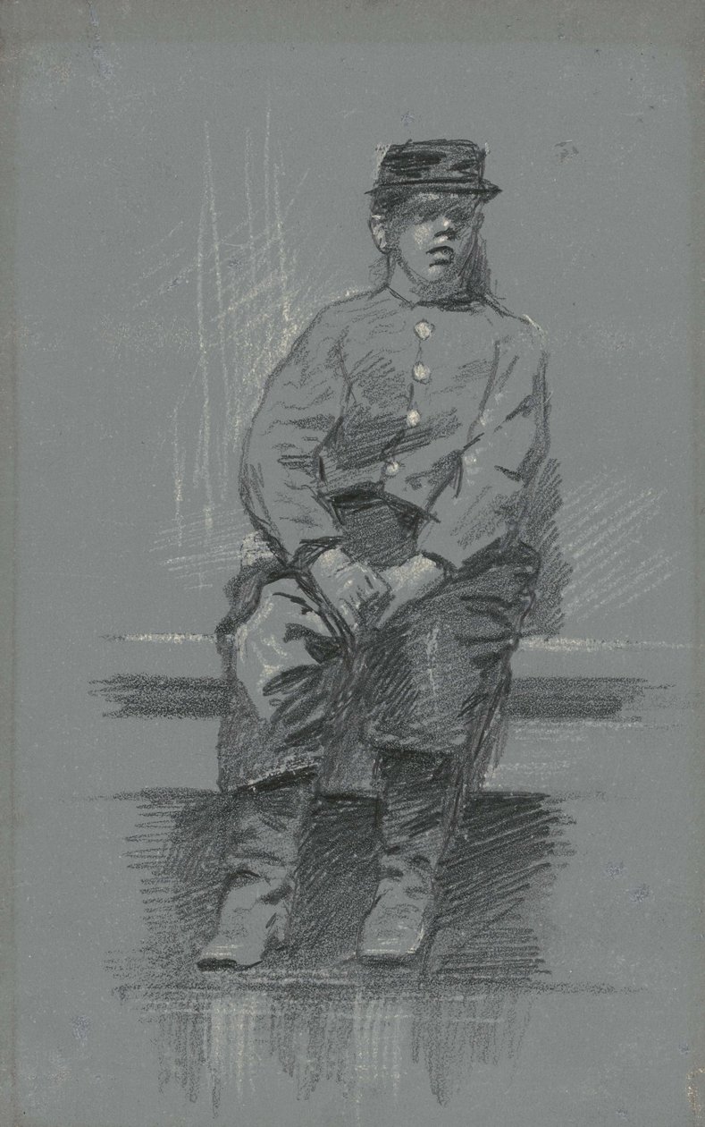 The Cadet, ca 1895 (grafit på grå tablett) av Robert William Vonnoh