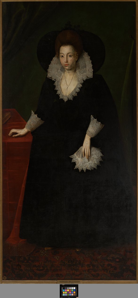 Frances Walsingham, hustru till Sir Philip Sidney, ca 1570-1632 (olja på duk) av Robert the Elder (attr. to) Peake