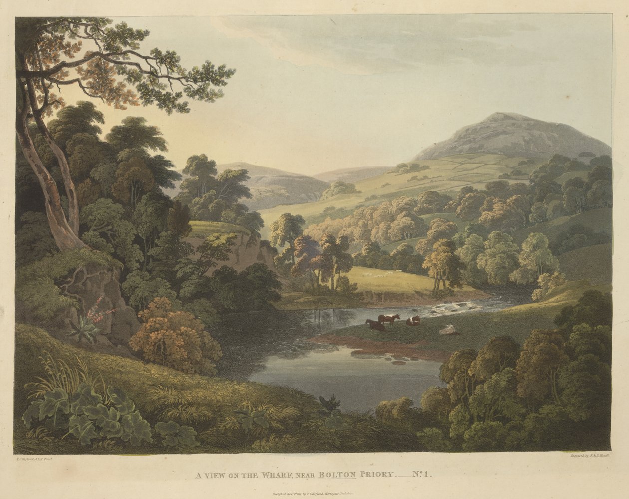 A View on the Wharf, nära Bolton Priory av Robert the Elder Havell