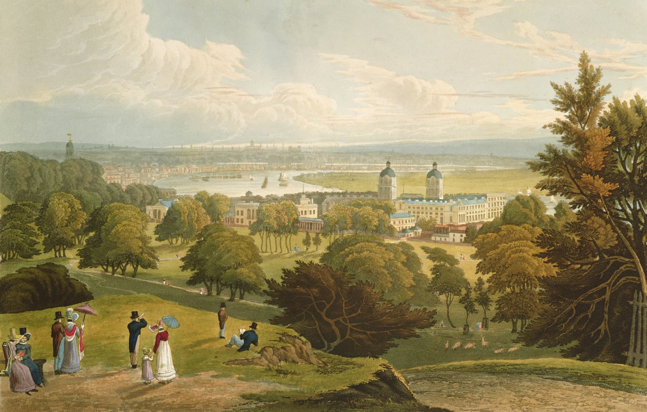 En vy över London tagen från Greenwich Park, pub. 1820 av Colnaghi und Co. (akvatint) av Robert the Elder and Younger Havell