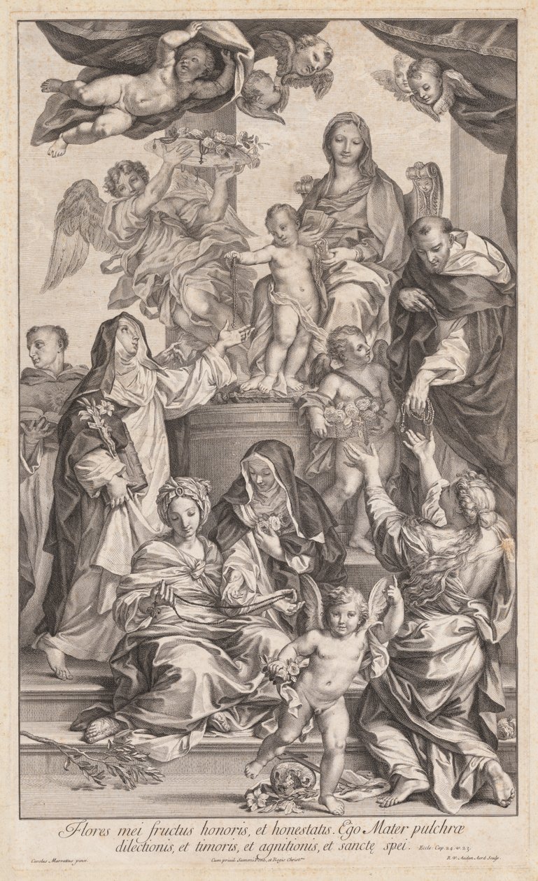 Jungfru och barn med heliga, ca. 1720-1730. av Robert van Audenaerd