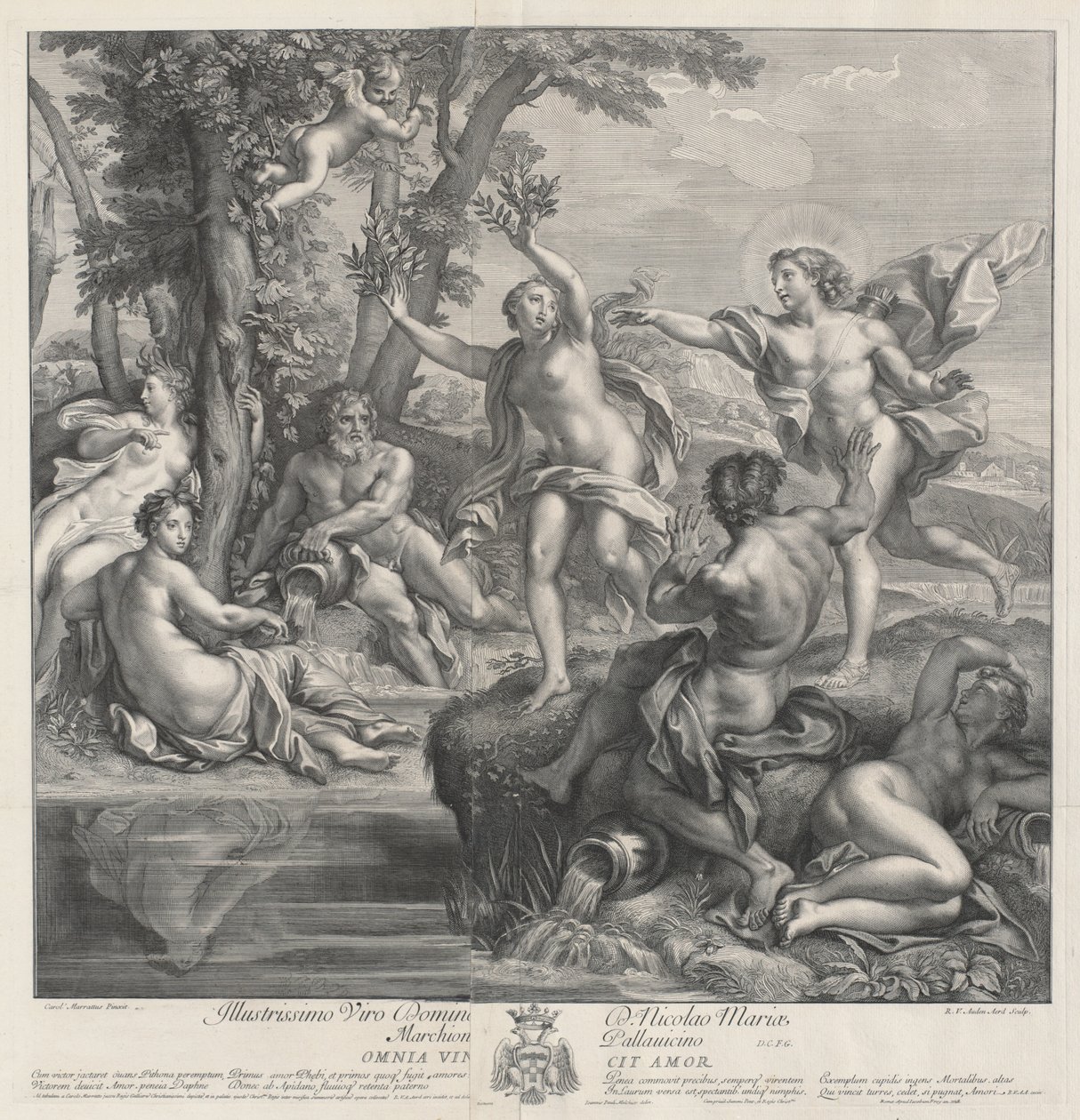 Kärleken övervinner allt [Apollo och Daphne], 1728. av Robert van Audenaerde