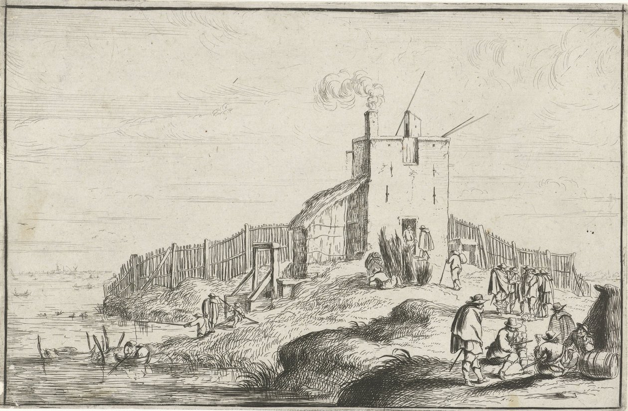 Liten fästning vid en flod av Robert van den Hoecke