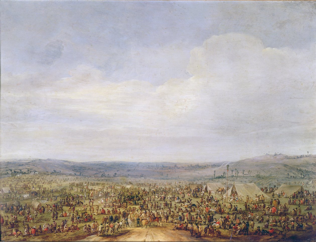 Militärläger (olja på koppar) av Robert van den Hoecke