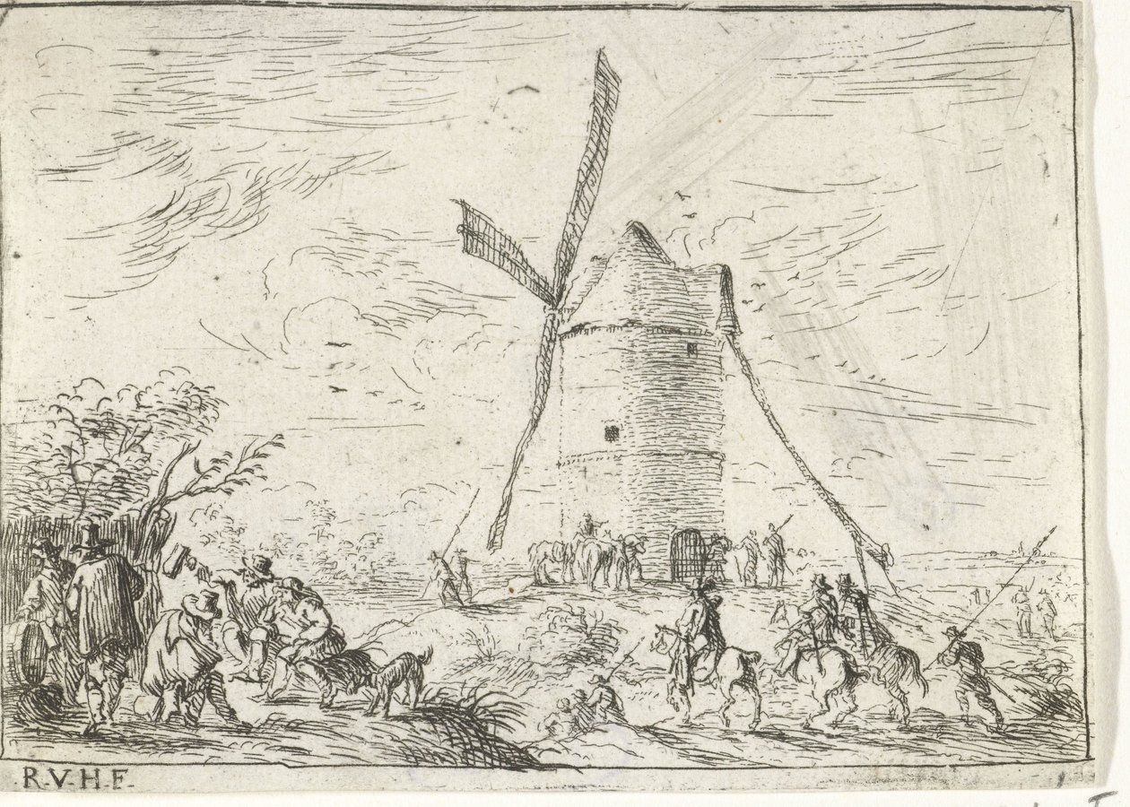 Väderkvarn Landskap med läger (serietitel) av Robert van den Hoecke
